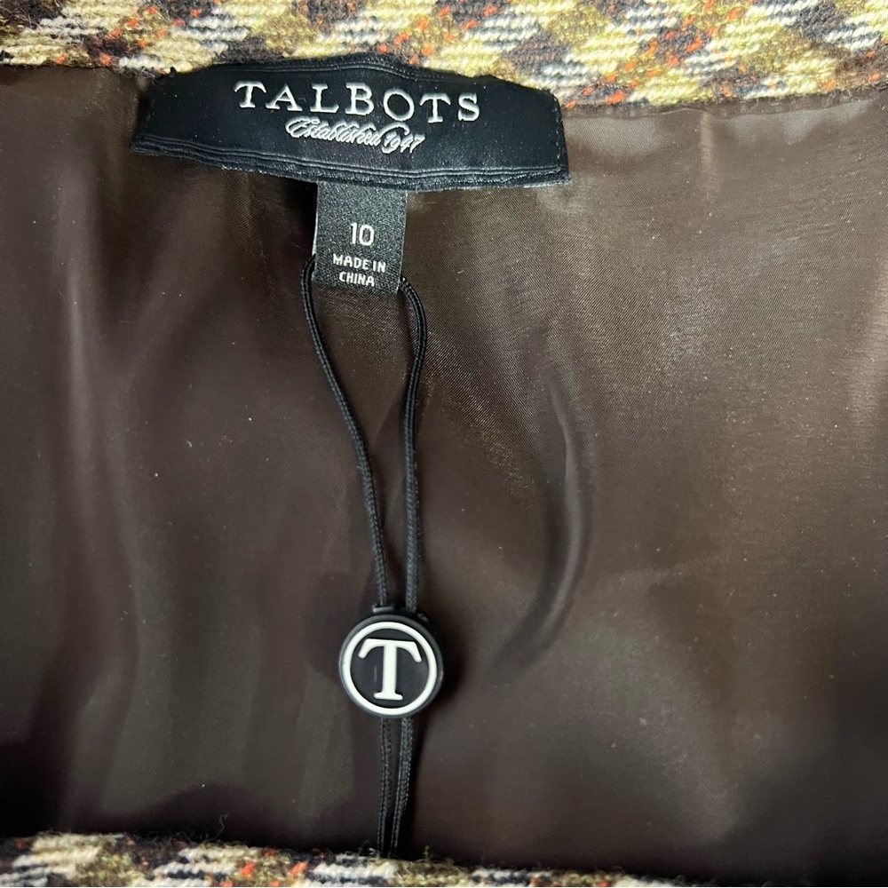 Talbots Wool Plaid Skirt Size 10 NWT Brown Tweed A-Line Flare Lined Classic - Picture 7 of 9